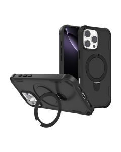 Military Rotative Ring Stand Armour Case for Galaxy S26- Black (Magsafe Compatible)