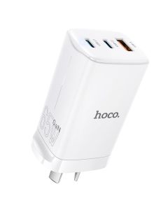 HOCO DNU5 GaN 65W 3-in-1 Power Aadapter With Smart IC - White
