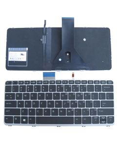 Backlit Laptop Keyboard Replacement For HP EliteBook Folio 1020 1030 G1 US Silver Frame