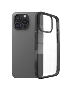 Hybrid Transparent Case with Metal Camera frame for iPhone 16 Pro Max- Black