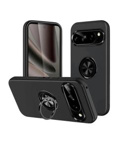 Magnetic Ring Stand Hybrid Case Cover For Google Pixel 11 Pro XL- Black