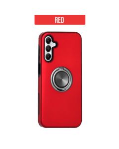 Magnetic Ring Stand Hybrid Case Cover For Galaxy A05s- Red