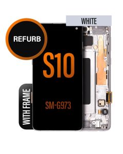 Galaxy S10 LCD Touch Screen Assembly with Frame - Refurbished -White 