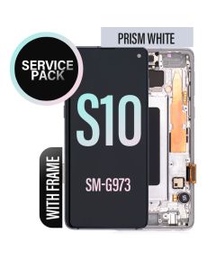 Galaxy S10 LCD Touch Screen Assembly with Frame - Prism White