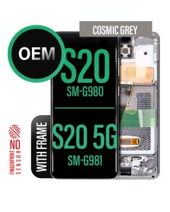 Galaxy S20/ S20 5G LCD Touch Screen Assembly with Frame -Cosmic Grey OEM (NO FINGER SENSOR)