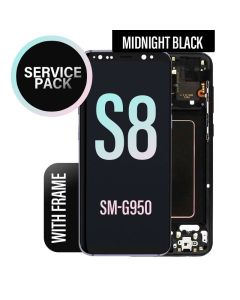 Galaxy S8 LCD Touch Screen Assembly with Frame - Midnight Black (Service Pack)