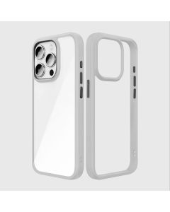 Hybrid Transparent Case with Metal Camera frame for iPhone 16 Pro Max- White