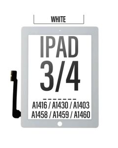 iPad 3/ 4 Touch Screen Digitizer with Adhesive Tape - White