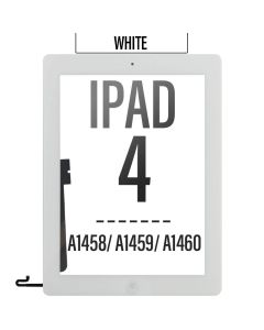 iPad 4 Full Assembly Touch Screen Digitizer with Home Button and Adhesive Tape - White