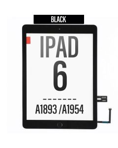 iPad 6th Gen 2018 Touch Screen Digitizer with Adhesive (A1893/A1954) - Black, With Home Button