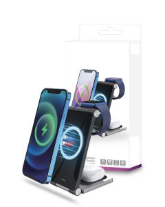 Mag Aluminium 3 in 1 20W Wireless Charger AW2 (MagSafe Compatible) - Black