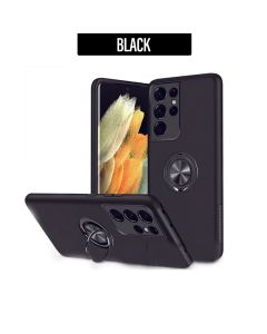 Magnetic Ring Stand Hybrid Case Cover For Galaxy A55 5G- Black 