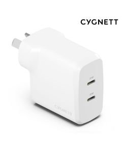 Cygnett PowerPlus 35W Dual Port USB-C PD Fast Wall Charger - White