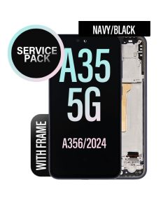 Galaxy A35 5G LCD Touch Screen Assembly with Frame - Black (Service Pack)
