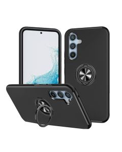 Magnetic Ring Stand Hybrid Case Cover For Galaxy A37 5G - Black