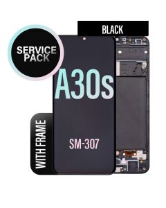 Galaxy A30s LCD Touch Screen Assembly with Frame - Black Service Pack