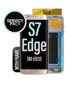 Galaxy S7 Edge LCD Touch Screen Assembly with Frame - Gold