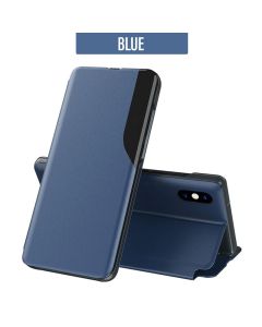 Transparent Flip Leather Case Cover with See Thru Design For iPhone XS Max - Blue