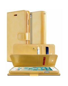 Mercury Mansoor Diary Wallet Leather Flip Case Cover For iPhone 13 - Gold