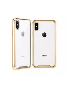 Mercury Transparent Wonder Protective Case Cover With Metal Plating For iPhone X/ XS - Gold