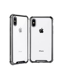 Mercury Transparent Wonder Protective Case Cover With Metal Plating For iPhone X/ XS - Black