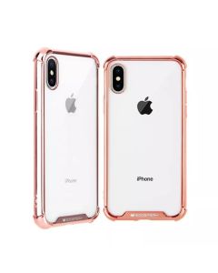 Mercury Transparent Wonder Protective Case Cover With Metal Plating For iPhone XS Max - Rose Gold