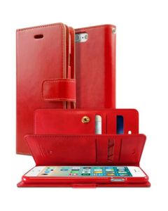 Mercury Mansoor Diary Wallet Leather Flip Case Cover For iPhone 7 Plus/ 8 Plus-Red