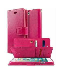 Mercury Mansoor Diary Wallet Leather Flip Case Cover For iPhone 13 Pro - Hot Pink