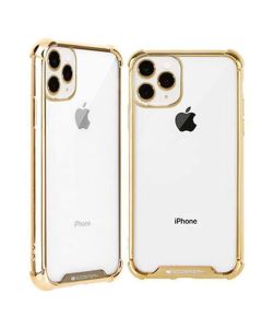 Mercury Transparent Wonder Protective Case Cover With Metal Plating For iPhone 11 Pro Max - Gold